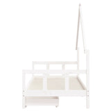 Kids Bed Frame with Drawers White 90x190 cm Solid Wood Pine - Rear View