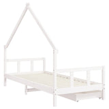 Kids Bed Frame with Drawers White 90x190 cm Solid Wood Pine - Close-Up Angle