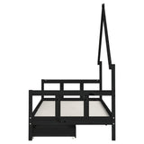 Kids Bed Frame with Drawers Black 90x190 cm Solid Wood Pine - Rear View