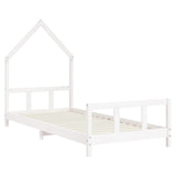 Kids Bed Frame White 92x187 cm Single Solid Wood Pine - Side View