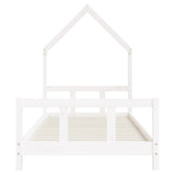 Kids Bed Frame White 92x187 cm Single Solid Wood Pine - Top-Down View