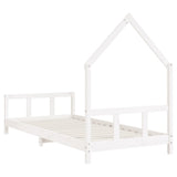 Kids Bed Frame White 92x187 cm Single Solid Wood Pine - Rear View
