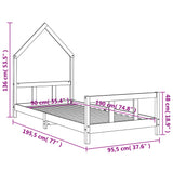 Kids Bed Frame White 92x187 cm Single Solid Wood Pine