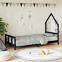 Kids Bed Frame Black 92x187 cm Single Solid Wood Pine
