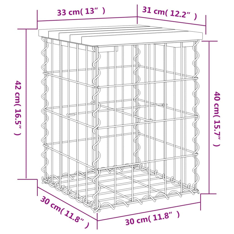 Garden Bench Gabion Design 33x31x42 cm Solid Wood Pine