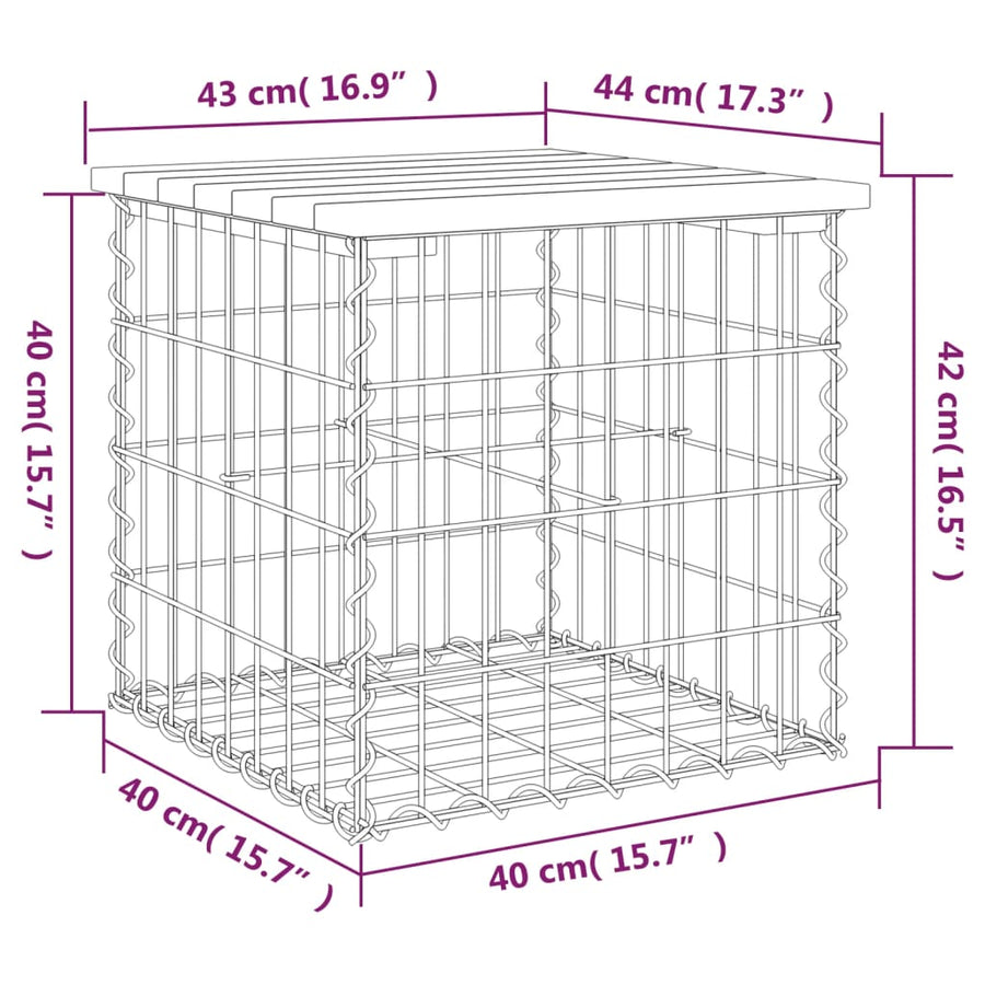 Garden Bench Gabion Design 43x44x42 cm Solid Wood Pine