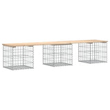 Garden Bench Gabion Design 203x44x42 cm Solid Wood Pine - Front View
