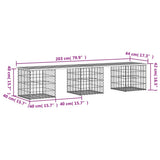 Garden Bench Gabion Design 203x44x42 cm Solid Wood Pine - Low Angle