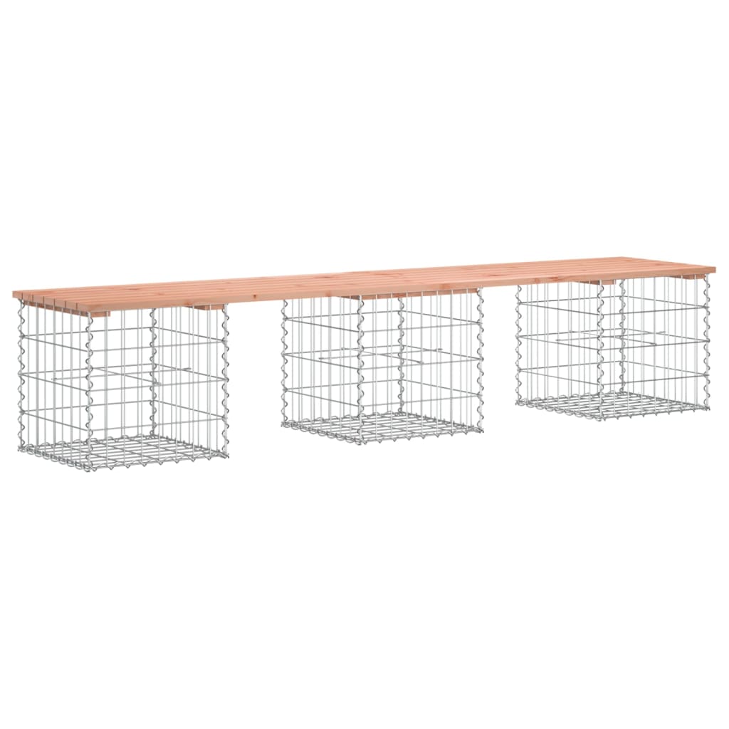 Garden Bench Gabion Design 203x44x42 cm Solid Wood Douglas