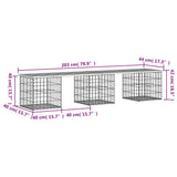 Garden Bench Gabion Design 203x44x42 cm Solid Wood Douglas - Low Angle