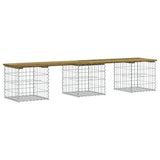 Garden Bench Gabion Design 203x44x42 cm Impregnated Wood Pine - Front View