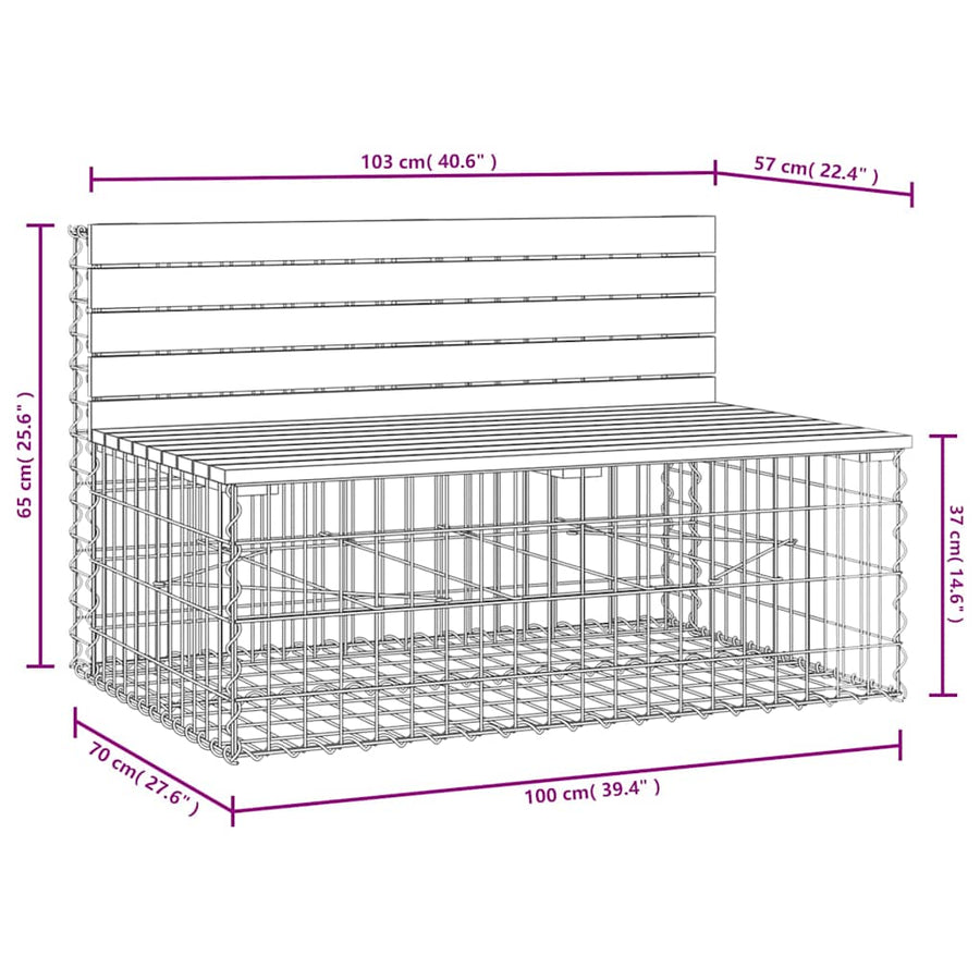 Garden Bench Gabion Design 103x70x65 cm Solid Wood Douglas