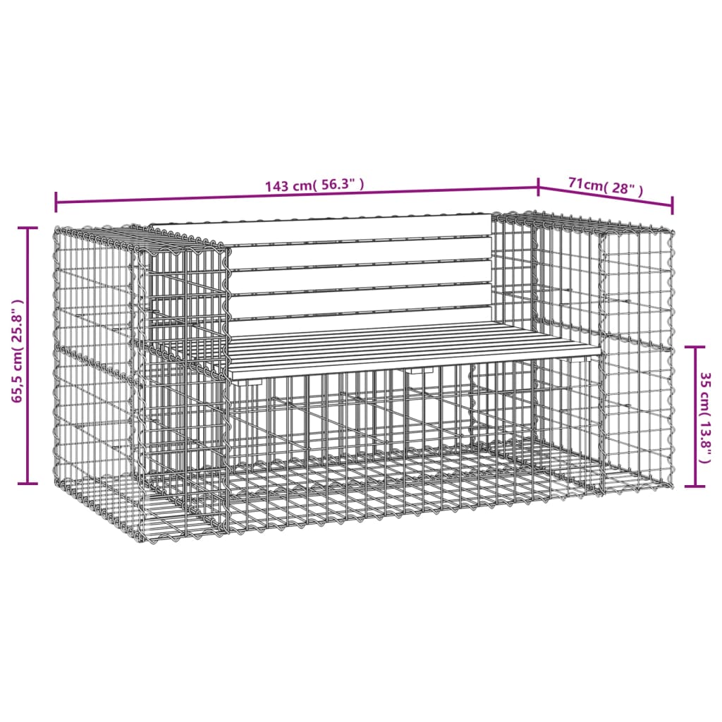 Garden Bench Gabion Design 143x71x65.5 cm Solid Wood Pine