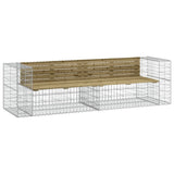 Garden Bench Gabion Design 244x71x65.5 cm Impregnated Wood Pine - Front View