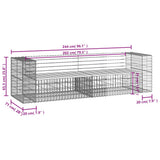 Garden Bench Gabion Design 244x71x65.5 cm Impregnated Wood Pine - Close-Up Angle