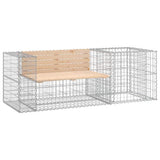 Garden Bench with Gabion Basket Solid Wood Pine - Front View