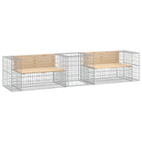 Garden Bench with Gabion Basket Solid Wood Pine - Front View