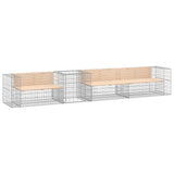 Garden Bench with Gabion Basket Solid Wood Pine - Front View