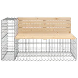 Garden Bench with Gabion Basket Solid Wood Pine - Top-Down View