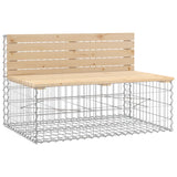 Garden Bench with Gabion Basket Solid Wood Pine - 45-Degree Angle
