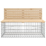 Garden Bench with Gabion Basket Solid Wood Pine - Rear View