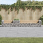 Garden Bench with Gabion Basket Solid Wood Pine