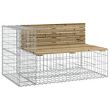 Garden Bench with Gabion Basket Impregnated Wood Pine - Side View