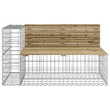 Garden Bench with Gabion Basket Impregnated Wood Pine - Top-Down View