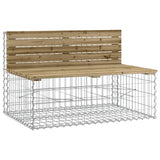 Garden Bench with Gabion Basket Impregnated Wood Pine - 45-Degree Angle