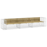 Garden Bench Gabion Design 347x71x65.5 cm Impregnated Wood Pine - Front View
