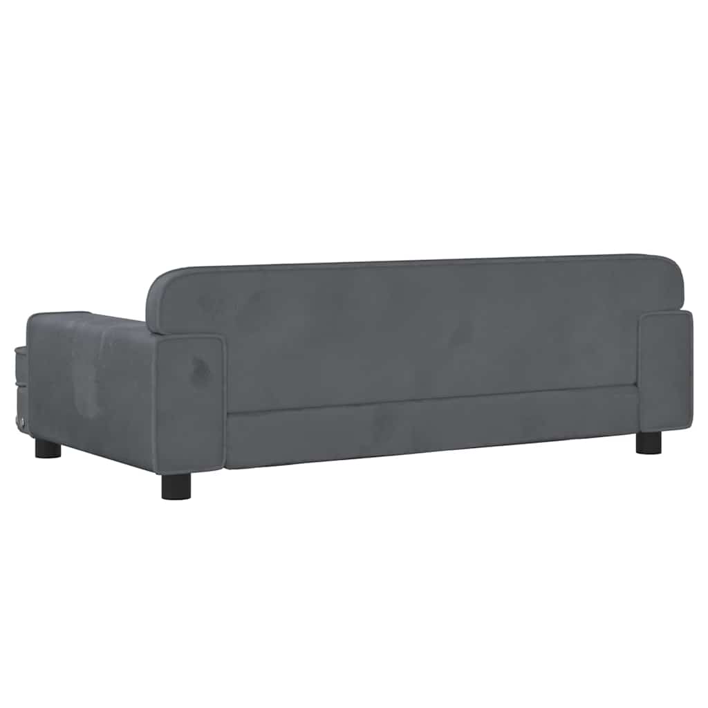 Kids Sofa Dark Grey 90x53x30 cm Velvet