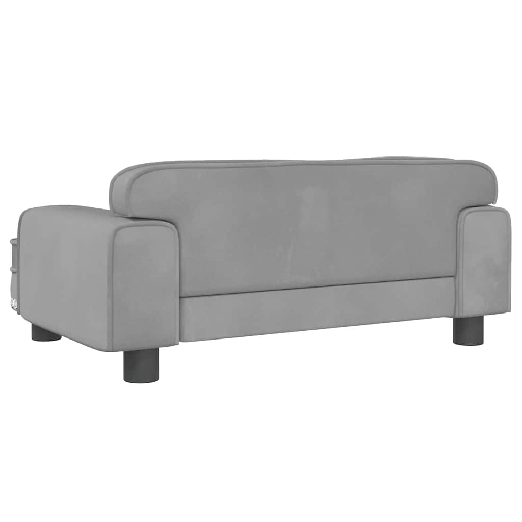 Kids Sofa Light Grey 70x45x30 cm Velvet