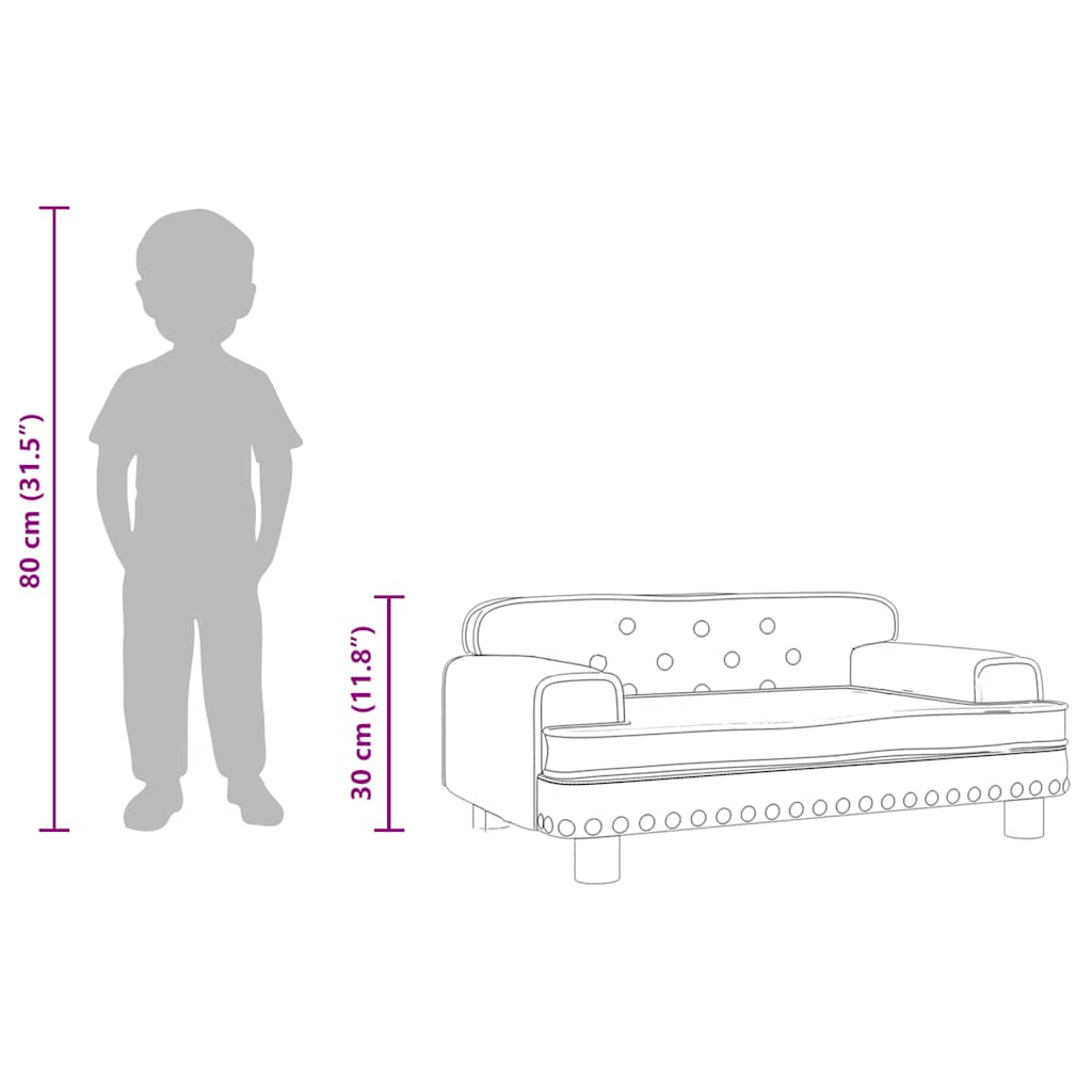 Kids Sofa Light Grey 70x45x30 cm Velvet
