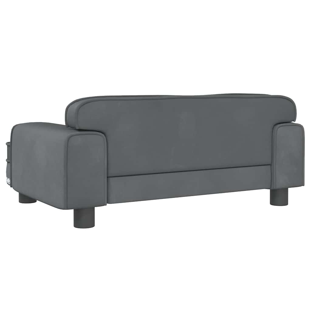 Kids Sofa Dark Grey 70x45x30 cm Velvet