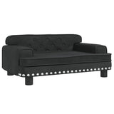 Kids Sofa Black 70x45x30 cm Velvet - Front View
