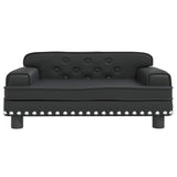 Kids Sofa Black 70x45x30 cm Faux Leather - Side View