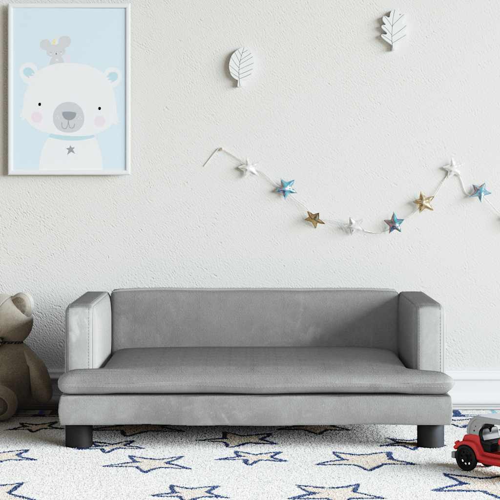 Kids Sofa Light Grey 80x45x30 cm Velvet