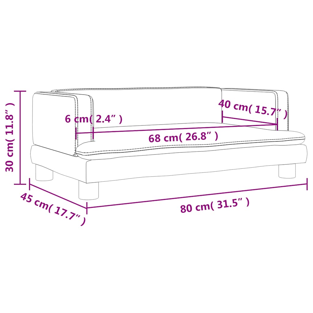 Kids Sofa Black 80x45x30 cm Velvet