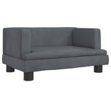 Kids Sofa Dark Grey 60x40x30 cm Velvet - Front View