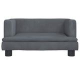 Kids Sofa Dark Grey 60x40x30 cm Velvet - Side View