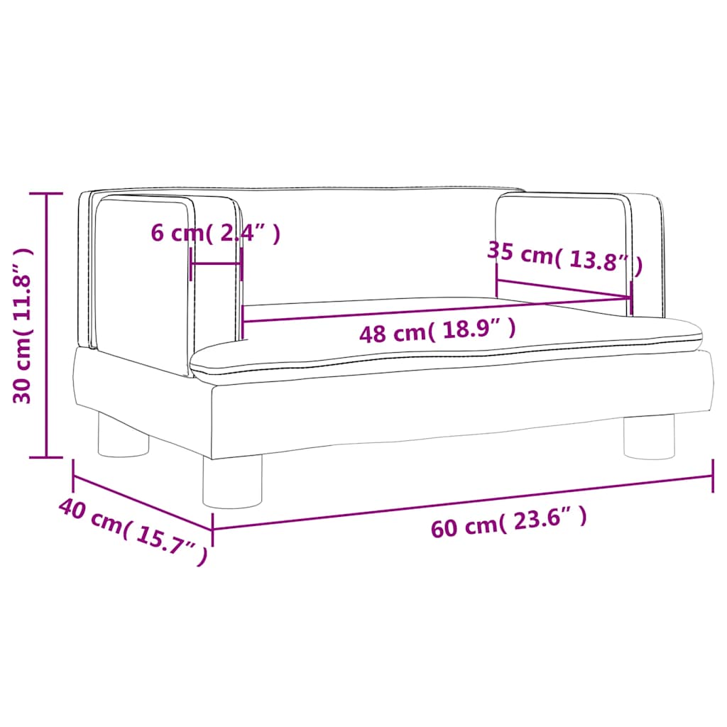 Kids Sofa Dark Grey 60x40x30 cm Velvet
