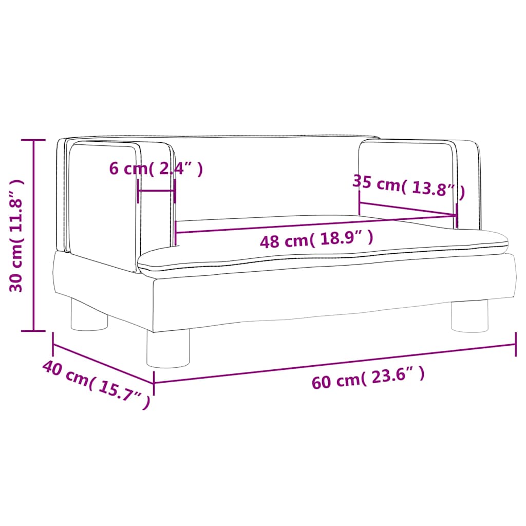 Kids Sofa Black 60x40x30 cm Velvet