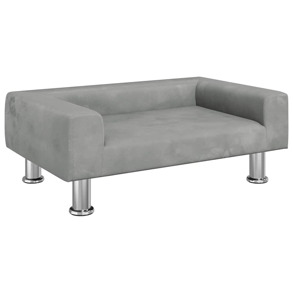 Kids Sofa Light Grey 70x45x26.5 cm Velvet