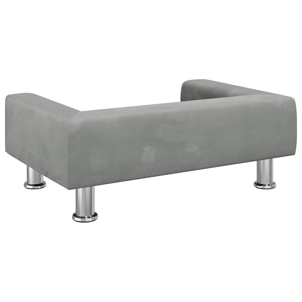 Kids Sofa Light Grey 70x45x26.5 cm Velvet