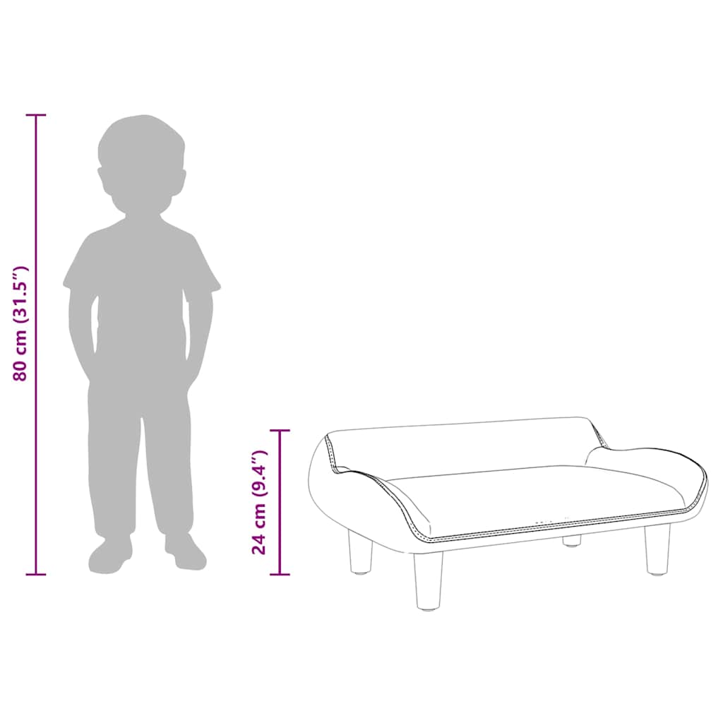 Kids Sofa Light Grey 70x40x24 cm Velvet