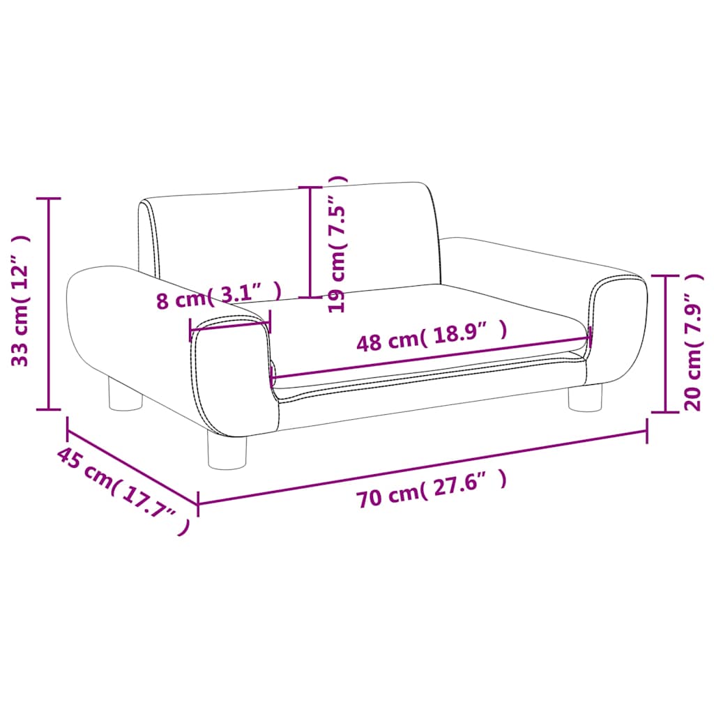 Kids Sofa Light Grey 70x45x33 cm Velvet