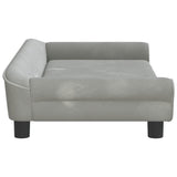 Kids Sofa Light Grey 100x50x26 cm Velvet - Top-Down View