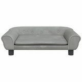 Kids Sofa Light Grey 70x45x26 cm Velvet - Side View
