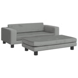 Kids Sofa with Footstool Light Grey 100x50x30 cm Velvet - Front View