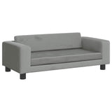 Kids Sofa with Footstool Light Grey 100x50x30 cm Velvet - Close-Up Angle